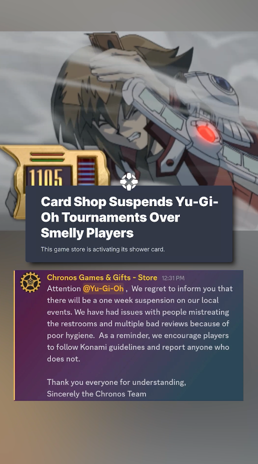Card Shop Suspends Yu-Gi-Oh Tournaments Over Smelly Players